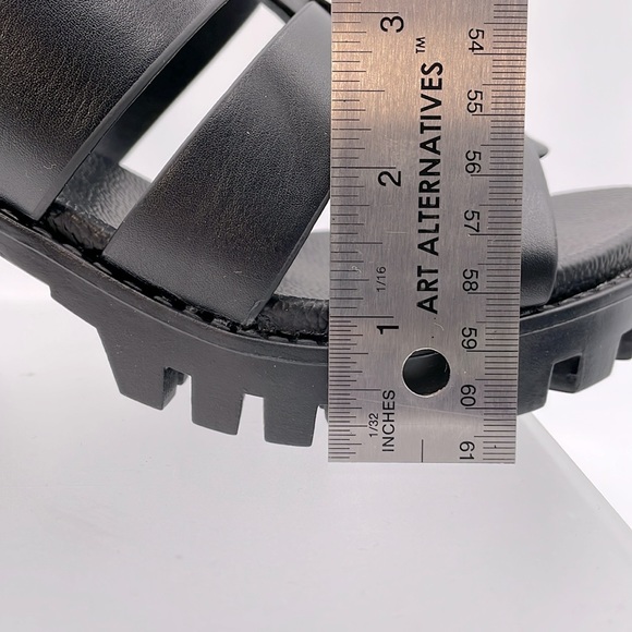 Soda Shoes Soda Black Emi Strappy Platform Chunky Heel Y2k 9s Ankle Strap Sandals Shoe 85